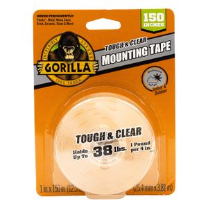 Gorilla Tough & Clear Double Sided Mounting Tape, Clear Tape, 1" x 150" (Pack of 1) - Weatherproof for Indoor or Outdoor (1 - Pack)