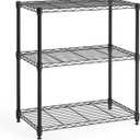 CAPHAUS 3/4/5-Tier Adjustable Height Wire Shelving Unit, Rack Shelving, Metal Steel Shelves, Garage Organizer, Utility Storage Shelf, 3-Tier Without Wheels, Black 2 - Pack