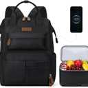 Maelstrom Travel Backpack for Women Men,Laptop Backpack Fits 15.6-17.3 Inch Laptop, Nurse/Work Bag with Insulated Lunch Box (Black) (Standard)