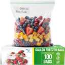 Freezer Bags 1 Gallon Resealable 100 Count - Extra Strong 2.4Mil Thick Freezer Bags Gallon Leak Proof With Double - Zip