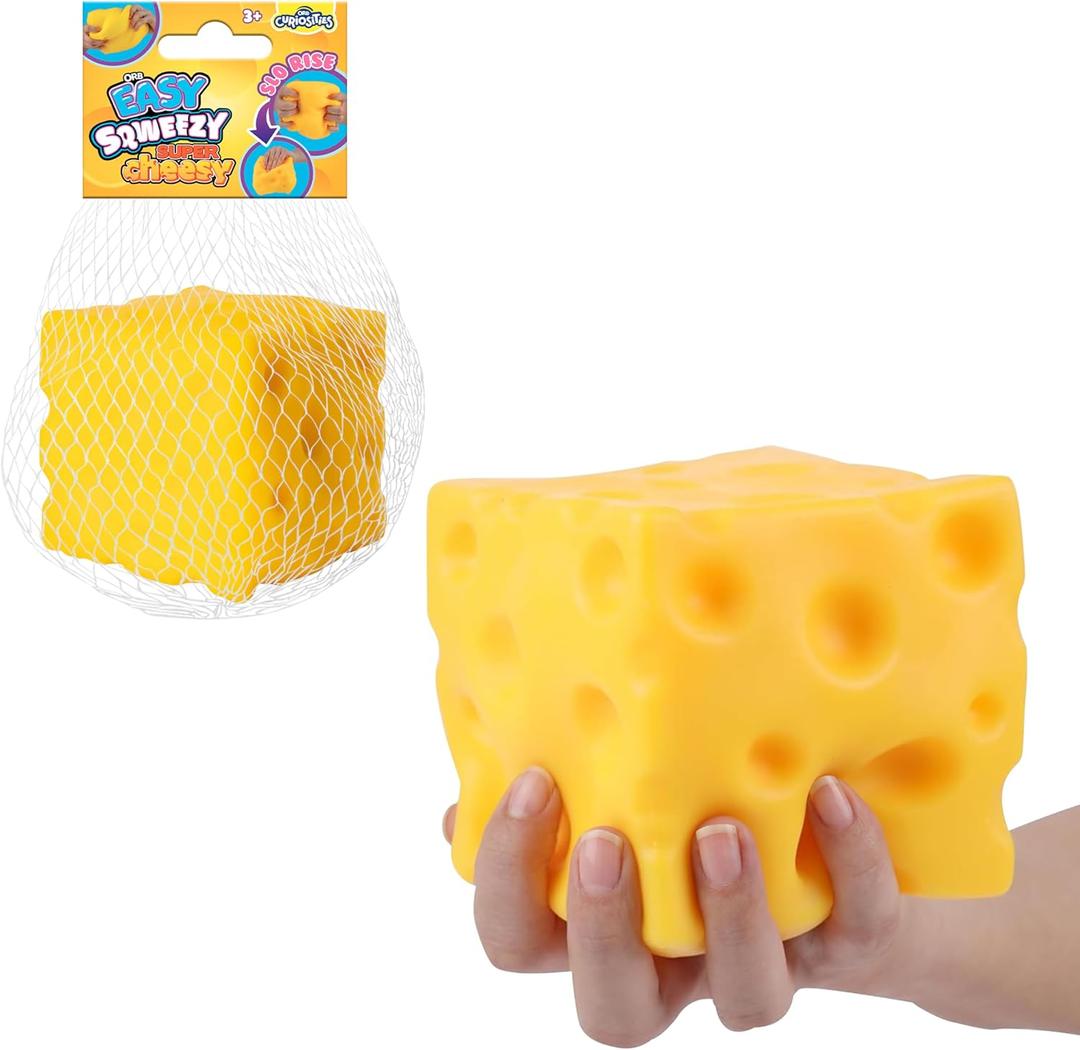 ORB Easy Sqweezy Super Cheesy - Squeeze This Big, Fun, Squishy, Slow Rising, Extra Soft Giant Block of Cheese for Stress Relief - Original Sensory / Fidget Novelty Toy and Gift for Kids and Adults