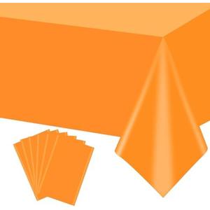 mwellewm 10Pcs Plastic Table Cloth Disposable, Orange Tablecloth Rectangle Bulk Solid Table Cover for Birthday Wedding Graduation Picnic Fiesta Home Party Decorations