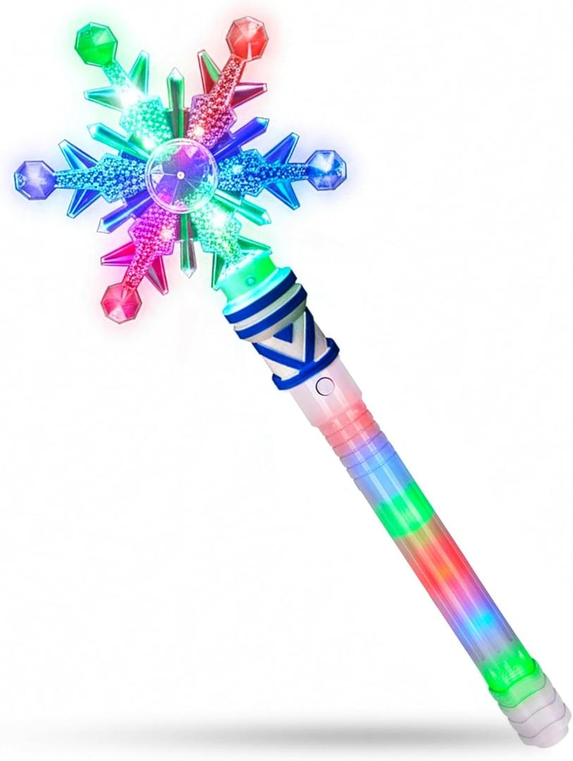 ArtCreativity Frozen Light Up Snowflake Wand for Kids  4 Flashing Modes and Multiple LED Colors - Ice Princess Magic Wand Light Up Toy - Snowflake Winter Princess Gifts for Girls
