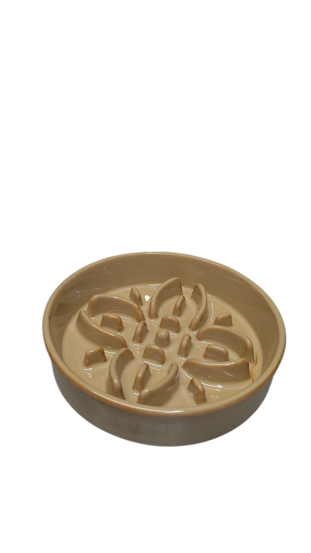 LE TAUCI 8 Inch Ceramic Slow Feeder Dog Bowl for Medium Breed, Maze