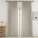 Extra Wide Pinch Pleated Curtains 102 Inches Long, Faux Linen Textured Light Filtering Curtains for Patio Sliding Glass Door, Back Tab Modern Drapes, Linen Color, 2 Panels, 2x60Wx102L Inches