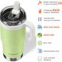 24oz Hygienic Insulated Tumbler with Handle 100% Leakproof Lid with Removable Spout & Straw, Reinforced Vacuum-Protection Base, Cup Holder Friendly, for Travel,Office & School-Key Lime