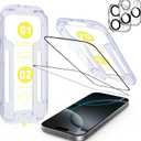 SODI Screen Protector for iPhone 16 Pro 6.3" with Camera Lens Protector[High Transparency][9H Tempered Glass][No Bubble][Auto-Alignment][Anti-scatch][Case Friendly][Full Coverage], 2+2 pack (Transparent)