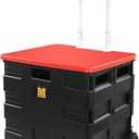 MaxWorks 50830 Collapsible Black Rolling Folding Dolly Cart for Teachers - Multi-Functional Teacher Dolly with Extra Storage, Durable Wheels, and Easy-to-Fold Design for Classroom, Office, Shopping
