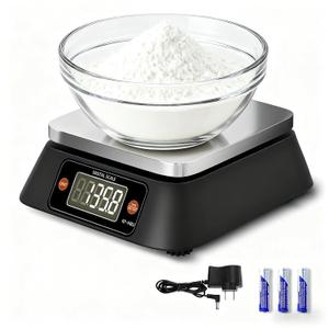 Kitchen Scales Digital Weight Grams and Ounces, YONCON KF-H8U Food Scale for Bakers, Candle and Soap Making, Baking Scale with Stainless Steel Large Platform, 22lb, 3*AA Batteries and AC Power Adapter