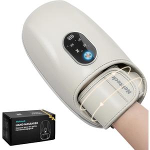 Nekteck Hand Massager with Heat and Compression, Hand Massager for Arthritis and Carpal Tunnel, Hand and Wrist Massager for Pain Relief, Rechargeable and Cordless, Gifts for Women Men (Beige)