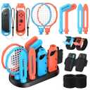 [Switch 1/2 Compatible] FASTSNAIL Sports Accessories Bundle for Nintendo Switch 2/Switch 1/OLED for Joy-con 2, Storage and Organizer Station for Switch Sports Games, Family Party Pack Kit for Joycon