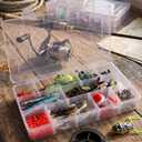 Hlotmeky Plastic Organizer Box with Dividers Bead Organizer 15 Large Grids Tackle box Organizer Clear Snackle Box Container