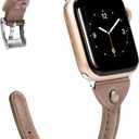 Wearlizer Slim Rivet Leather Compatible with Apple Watch Bands 41/40/38/44/45/46/49/42mm Women Men Dressy Thin Strap Wristbands Bracelet for iWatch Series 11 10 9 8 7 6 5 4 3 SE/Ultra 3 2 1