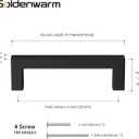Goldenwarm 5 Pack 4 Inch Matte Black Cabinet Handles Kitchen Furniture Hardware Square Stainless Steel Hardware Bathroom Cabinet Door Pulls
