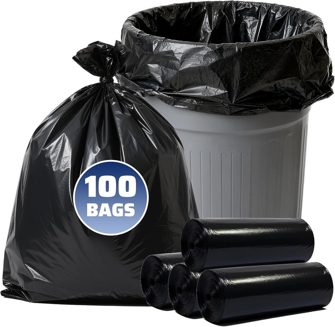 40-45 Gallon Trash Bags 100 Count, 21 Micron HDPE, Durable & Tear-Resistant Trash Can Liners, Suitable for 40-45 Gallon Trash Can, Garbage Bags for Packing Leaves, Kitchen Waste & Household Waste