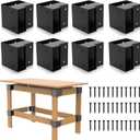Heavy Duty Workbench Bracket Kit, 8 PCS Workbench Corner Brackets, 3-Way Right Angle Corner for DIY Work Table for 2x4 (Actual 1.5"x3.5") Wood - Black