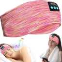 Bluetooth Headphones, Sleep Headphones Headband Wireless for Sleeping Side Sleepers - Adjustable Sleep Headphone, and Bluetooth Headbands for Women (Pink)