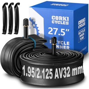 Corki Cycles 27.5 Mountain Bike Tube 27.5 x 1.75 1.9 1.95 2.0 2.1 2.125 2.2 2.25 2.3 2.35 2.4 Presta/Schrader Valve, Butyl Rubber 650B Bike Inner Tube 2 Pack