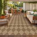 Lahome Colette Checkered Easy Jute Rug 8x10, Washable Rugs for Living Room Dining Room Farmhouse Indoor Outdoor Mat, Neutral Checkerboard Non Slip Black Carpet for Office Backyard Patio