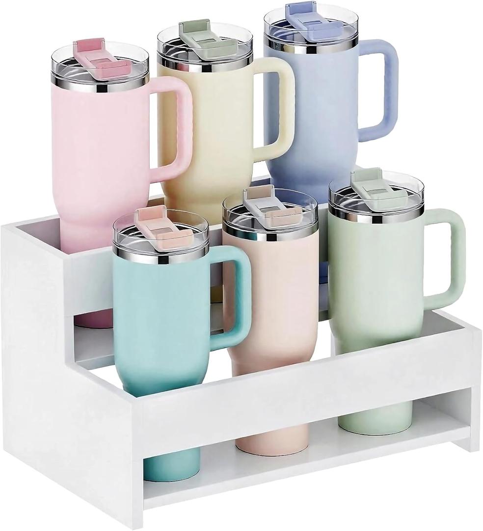 Water Bottle Organizer, 2-Tier 12.6W Tumbler Holder, Pantry Kitchen Storage Rack for Wine Bottles Countertop Cabinet