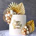 LaVenty Champagne Rose Cake Decoration White Gold Balls Cake Decoration Gold Palm Leaves Cake Decoration Boho Bohemian Cake Topper Boho Party Supplies