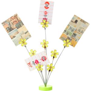 Tandefio Gift Card Tree Holder Clip, 8 Branch Multiple Money Family Photo Tree Christmas Card Holder with Clips Picture Frame Stand for Memo Note Wedding Photo Display Office Desk Decor(Yellow)