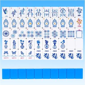 TIASUSAN Light Blue American Mahjong Tile Set(1.2"), 160 Engraved Tiles with Mahjong Tiles Bag and Mah-jongg Accessories