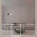 ALLAIBB Extra Wide Pressure Mounted Baby Gate Walk Through Child Kids Safety Toddler Tension White Long Large Pet Dog Gates with Extension for doorways Kitchen (71.65-85.03"/182-218cm, White)