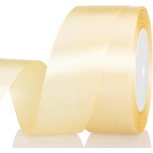 ATRBB 25 Yards 1-1/2 inch Wide Satin Ribbon Perfect for Wedding,Handmade Bows and Gift Wrapping(Buttermilk) (Buttermilk)