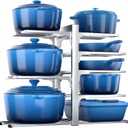 ORDORA 8-Tier Pots and Pans Organizer under Cabinet, Kitchen Cabinet Organizers and Storage, Heavy Duty 120LBS Pots and Pan Storage Rack Organizer inside Cabinet, Adjustable, Silver