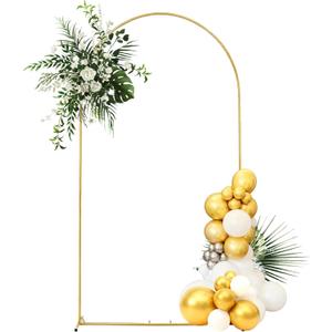 6.6x3.3ft Gold Metal Wedding Arch Stand, U-Shaped Backdrop Frame for Ceremony, Tool-Free Assembly Balloon Arch Kit, Heavy Duty Door Arched Trellis for Bridal Shower, Garden Entrance & Photo Booth
