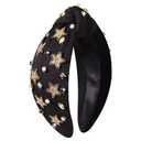 PHALIN New Year Headband for Women New Year’s Eve Headband Accessories Top Hat Clock Star Knotted Headbands Jeweled Rhinestone Pearl Top Knot Headbands Party Favors Gifts (Pattern A)