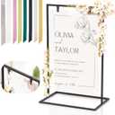 Wedding Welcome Sign Stand, 50x30x 20 Heavy Duty Easel Stand for Sign with 8 Pair Satin Ribbon & 2 Leather Strap, Welcome to Our Wedding Sign Holder, Metal Floor Standing Easels for Signs, Poster (Black)