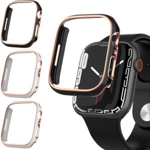 2 x 4 Pack Luxury Bumper Case for Apple Watch Series 7, Hard PC Protector 41mm iWatch Cover Frame Smartwatch Accessories (Black*2+White*2)