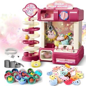 Large Claw Machine for Kids  Pink Dream Vending Machine Toy with Capsule Slide, Plush Toys, Lights & Music, Girls Claw Game Machine with USB & Coins, Birthday Gift for 6 7 9 10 12 Years Old
