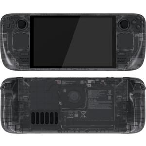 eXtremeRate Replacement Full Set Housing Shell with Buttons for Steam Deck OLED Handheld Console, Custom DIY Clear Slate Black Faceplate Back Plate Trackpad Case for Steam Deck OLED Console