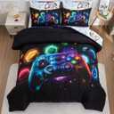 NTBED Game Console Comforter Set for Boys Girls Kids Space Universe Gaming Geometric Lightweight Microfiber Gamer Bedding Sets (Multi, Twin) (Yellow)
