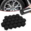 Zeathery 20 PCS Lug Nut Covers, Hexagonal Nut Rust and Dust Protector with Removal Tool, Tightly Fitting Anti-Theft Cap, Universal for Cars Tire Personalized Decorative Accessories (Black # 17 mm)