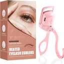 C-Shaped Heated Eyelash Curler Fast Heat Up in 5s - Rechargeable Electric Eyelash Curler for 24H Long Lasting Curls - Safe Anti-Burn Lash Curler Elevate Your Beauty with Stunning Lashes (Pink, L)