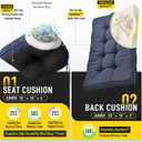 SUNROX Memory Foam Jumbo Rocking Chair Cushions, FadeShield Water Resistant Non Slip Durable Tufted Pads, Set of Seat & Back Cushion with Ties for Indoor/Outdoor Rocker, 2 Piece, Heather Indigo