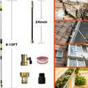 24FT Reach 8-15FT Telescopic Pole Gutter Cleaning Tools from Ground, Up to 24FT Reach, Flexible Wand, Adjustable Flow for Garden, Roof Gutters, Leaves & Debris Removal