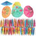 [1000 Pcs] Cocktail Drink Umbrella Picks Toothpicks - Colorful Paper Toothpicks Cocktail Umbrellas for Luau Parasols Hawaiian Tiki Party Decorations
