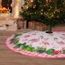 Flamingos Christmas Tree Skirt 36 Inch Xmas Tree Mat Party Decor Supplies for Holiday Home Decorations (Medium)