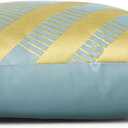 2 x Cyuripu Pack of 2 Velvet Sky Blue Throw Pillow Covers 20x20 Inches with Three-Dimensional Gold Geometric Pattern Soft Decorative Square Cushion Covers for Couch Sofa Bed Living Room Car 50x50 Cm