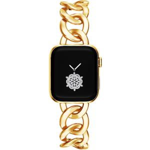 Kolgios 38/40/41mm 42/44/45/46mm Cool Women Chain Smartwatch Bands Compatible for Apple Watch Bands Series 10/9/8/7/6/SE/5/4 Stylish Replacement Watch Strap for Iwatch 10/9/8 Bracelet Gift To Her (Gold)