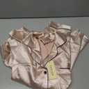 Ekouaer Women's Classic Button Down Long Satin Silk Pajama Set (Pink, M)