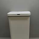 SONGMICS Trash Can with Lid, 8 Gallon Garbage Can, Stainless Steel Small Waste Bin with Step Pedal and Inner Bucket, Soft Close, Kitchen, White ULTB102W01