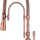 Copper Kitchen Faucet, Single Handle,Solid Brass Single Handle High Arc Pull Down Kitchen Faucet with Pull Down Sprayer,Red Copper Kitchen Sink Faucets