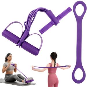Fitness Resistance Bands- 6 Tube Pedal Ankle Puller with Handle & Tensile Rope for Exercise Sit Up Exercise Equipment Elastic Home Gym Equipment for Women Men(Size:6)