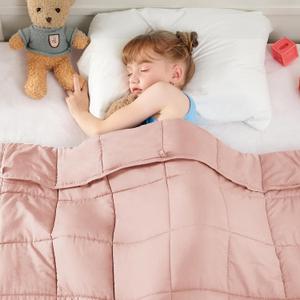 Yescool Pink Weighted Blanket 5 Pounds Cooling Weighted Lap Blanket, Heavy Blanket for Sleeping, Weighted Throw Blanket Gifts for 40-60lbs, 36"x48"
